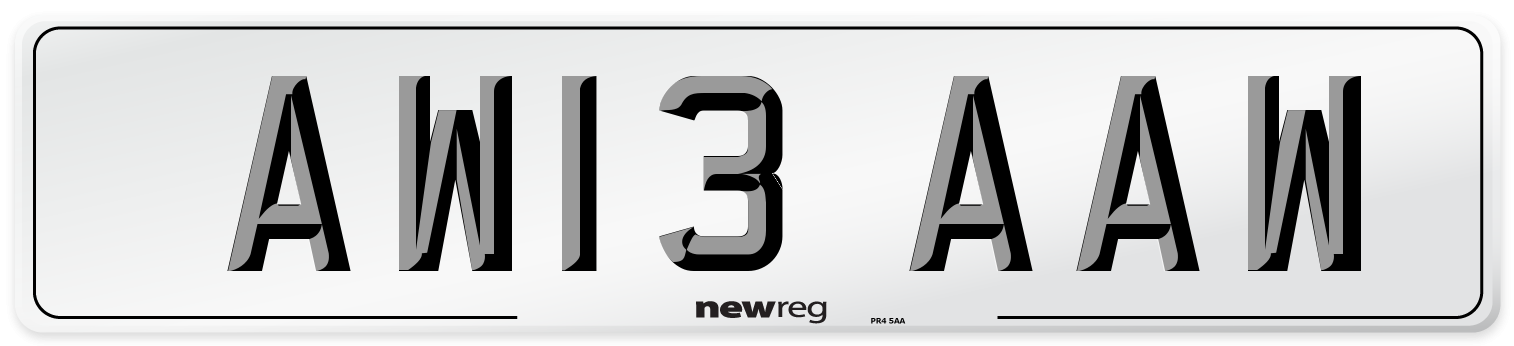AW13 AAW Front Number Plate