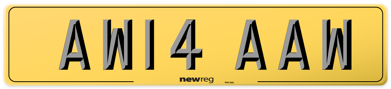 AW14 AAW Rear Number Plate