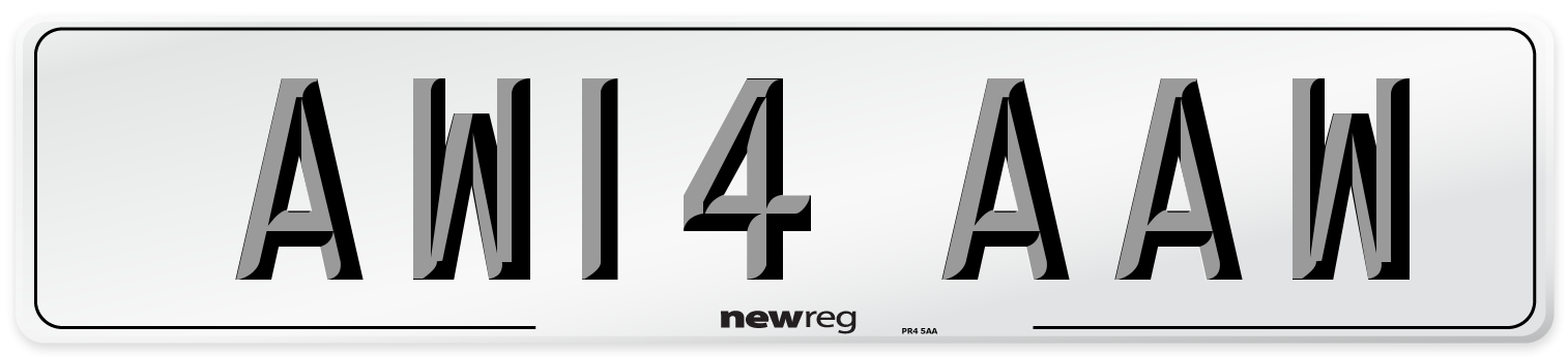 AW14 AAW Front Number Plate