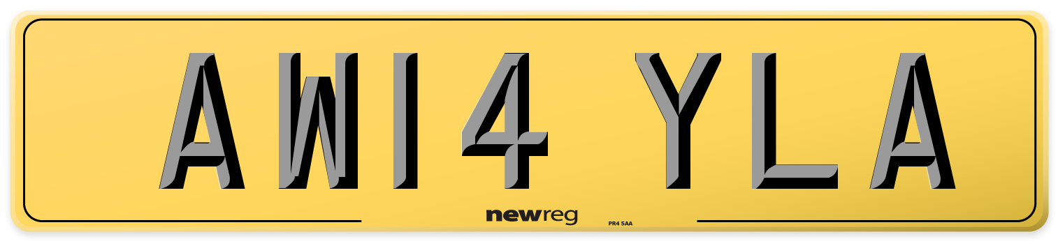 AW14 YLA Rear Number Plate