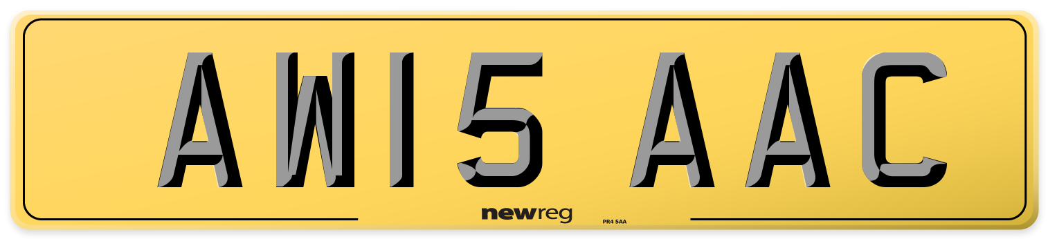 AW15 AAC Rear Number Plate