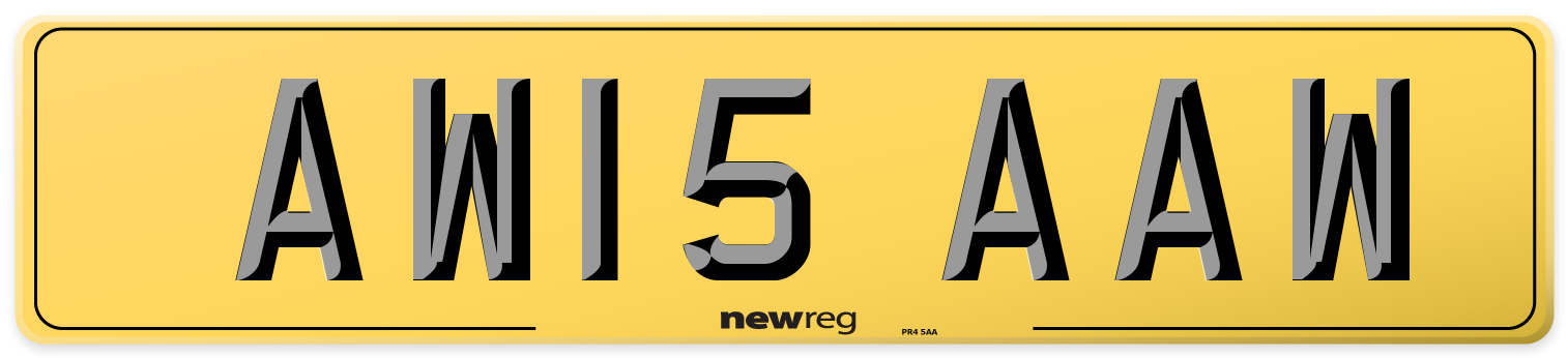 AW15 AAW Rear Number Plate