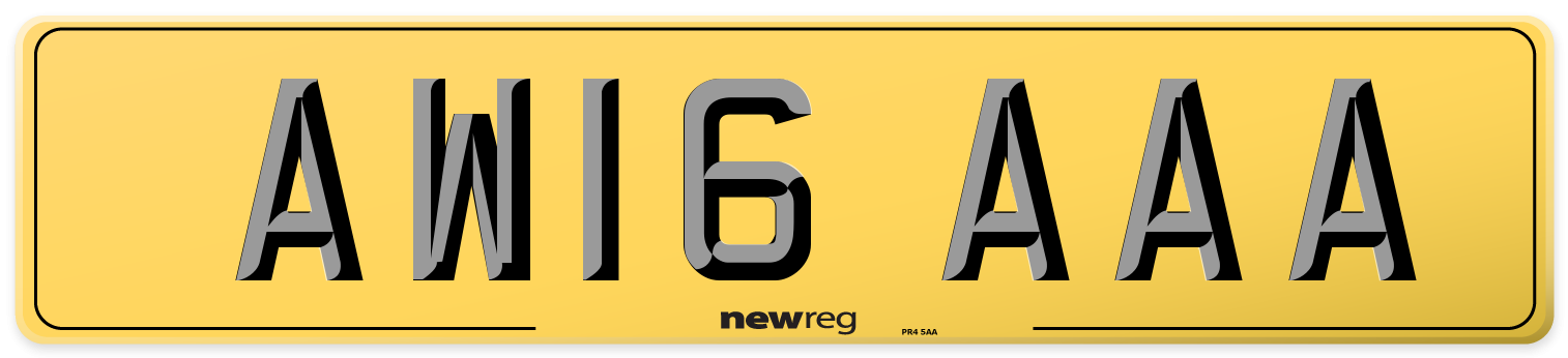 AW16 AAA Rear Number Plate