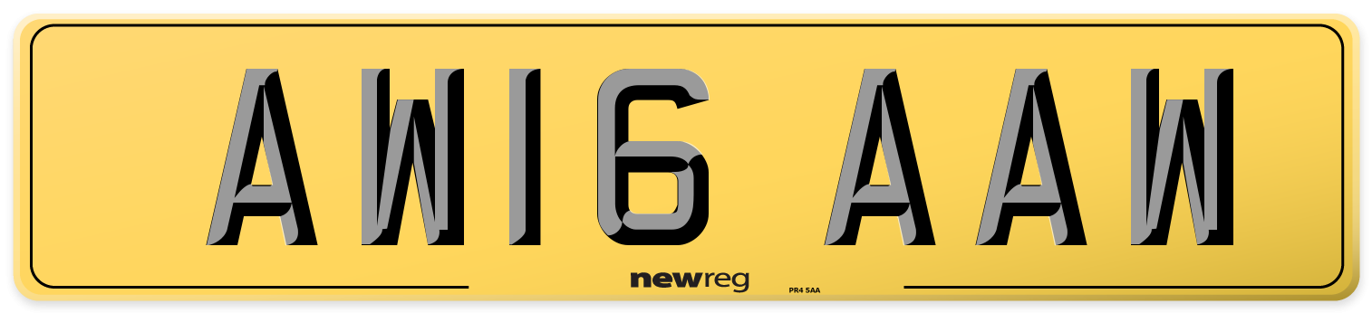 AW16 AAW Rear Number Plate