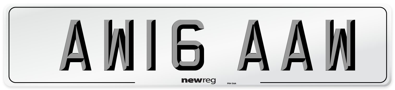 AW16 AAW Front Number Plate