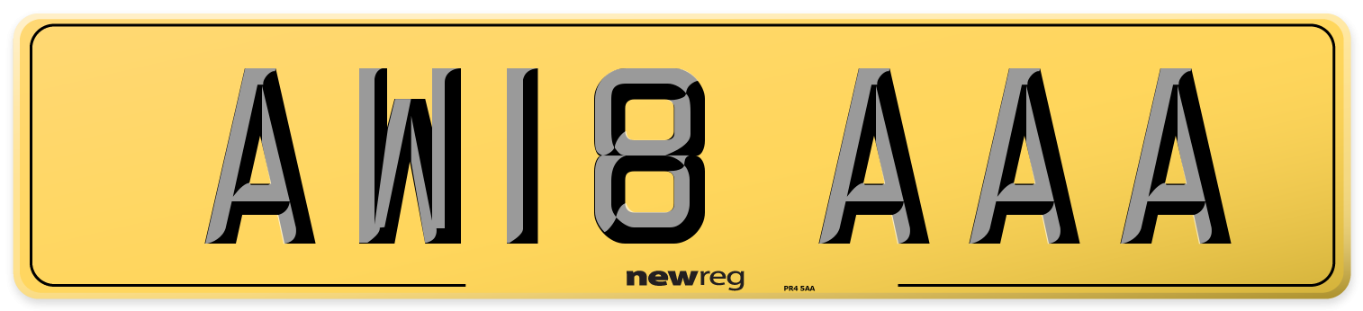 AW18 AAA Rear Number Plate