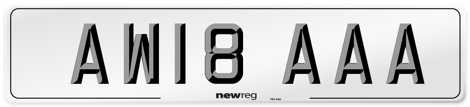 AW18 AAA Front Number Plate