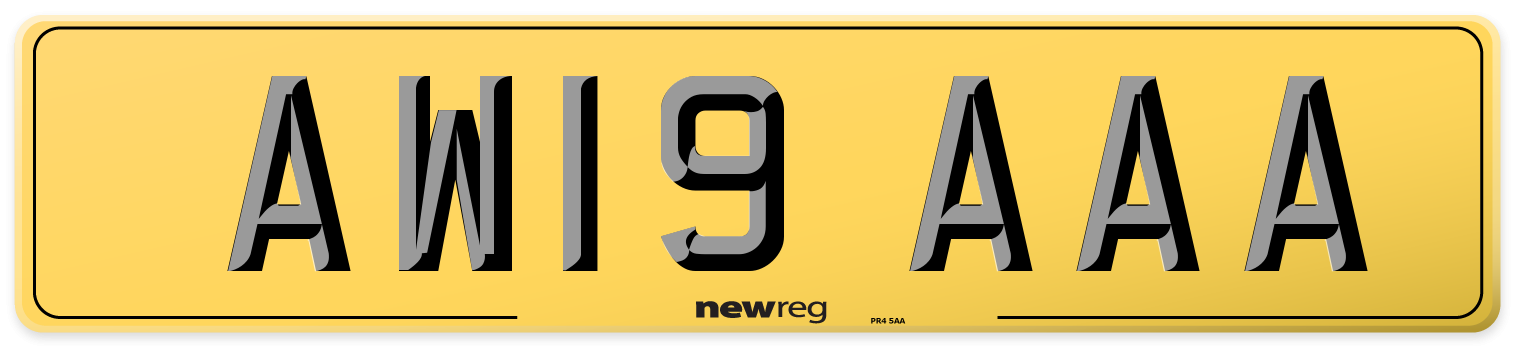 AW19 AAA Rear Number Plate