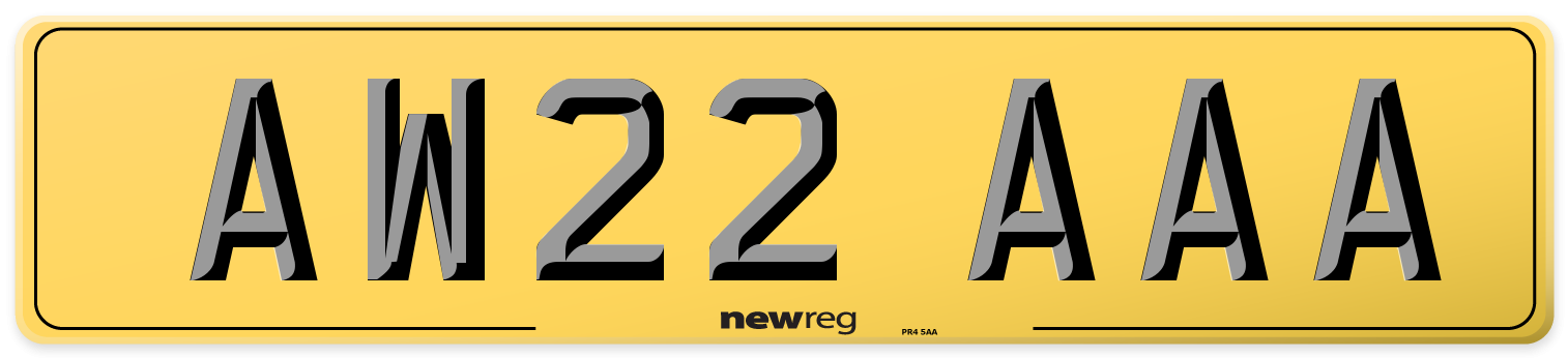 AW22 AAA Rear Number Plate