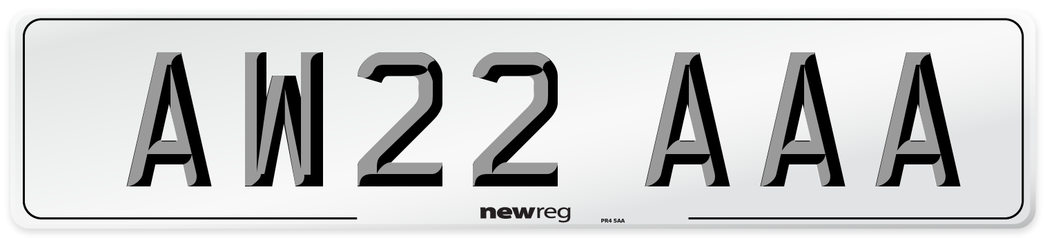 AW22 AAA Front Number Plate