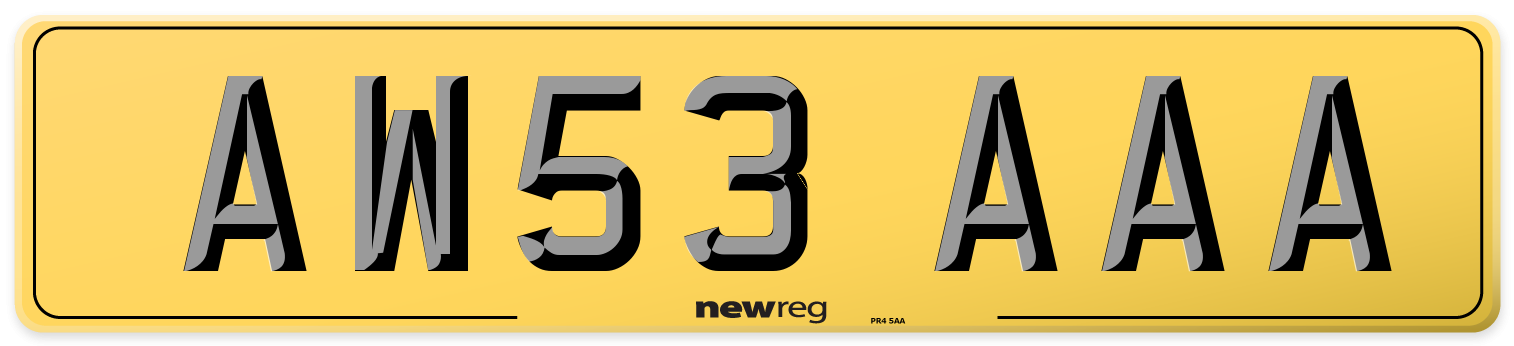 AW53 AAA Rear Number Plate