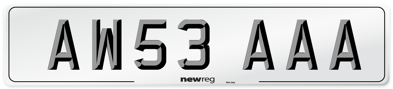 AW53 AAA Front Number Plate