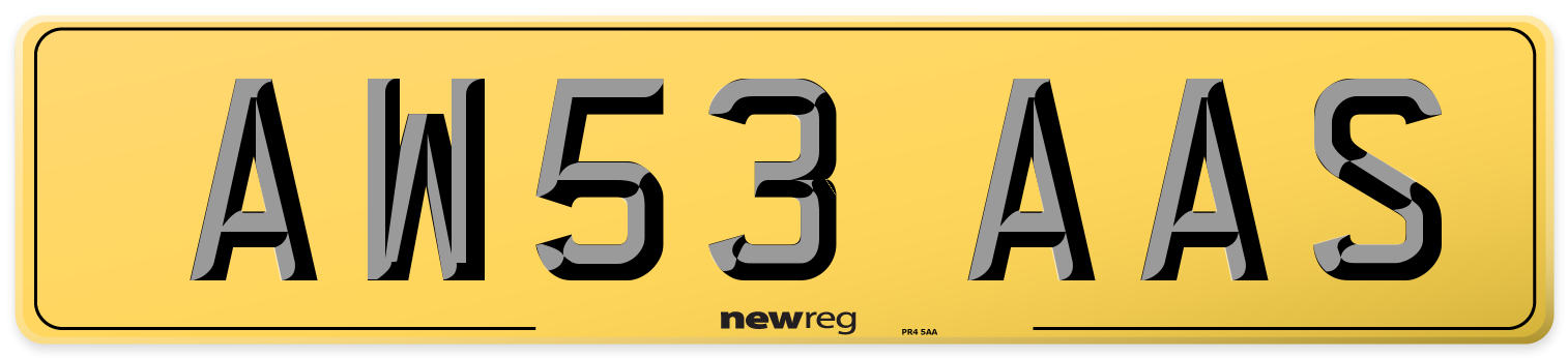 AW53 AAS Rear Number Plate