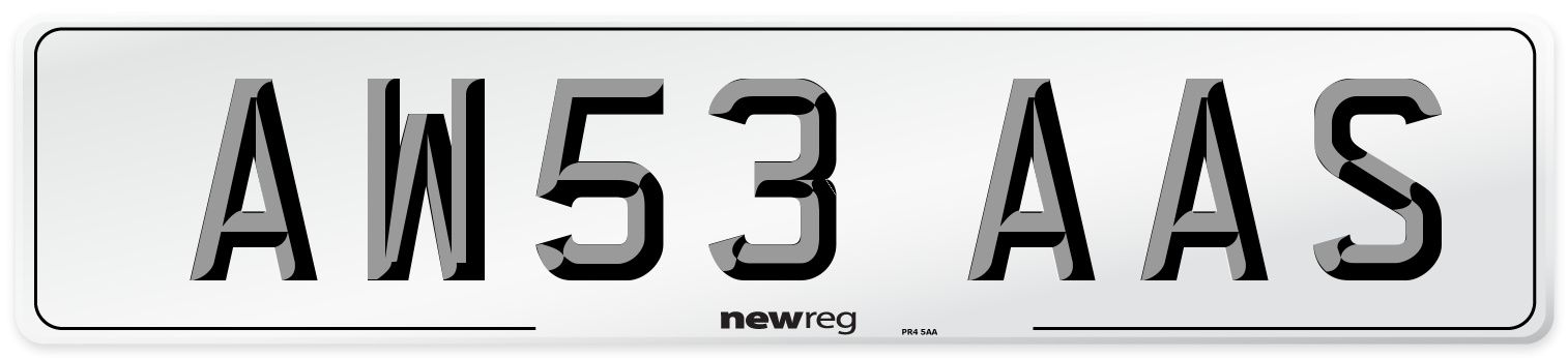 AW53 AAS Front Number Plate