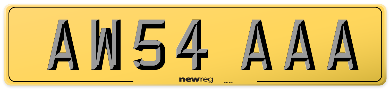 AW54 AAA Rear Number Plate