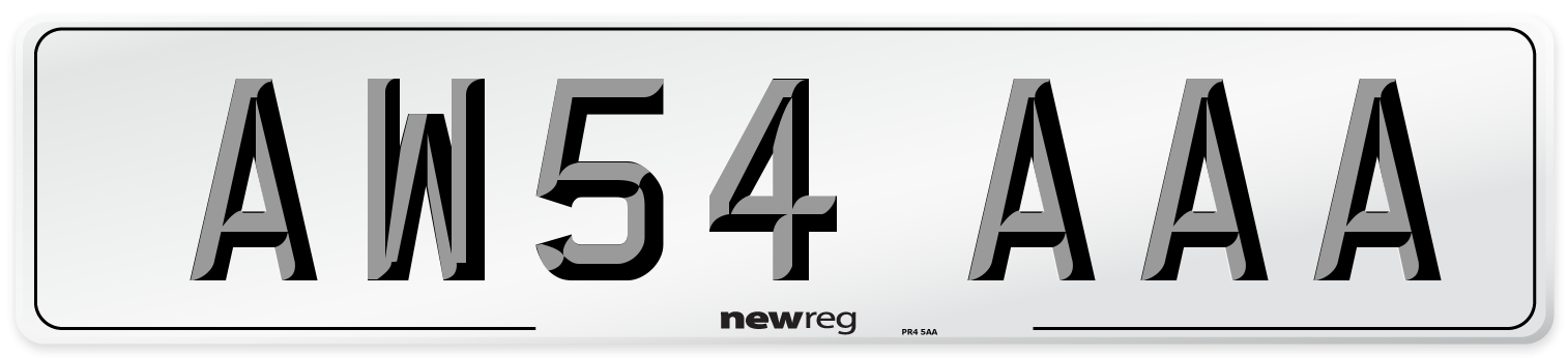 AW54 AAA Front Number Plate