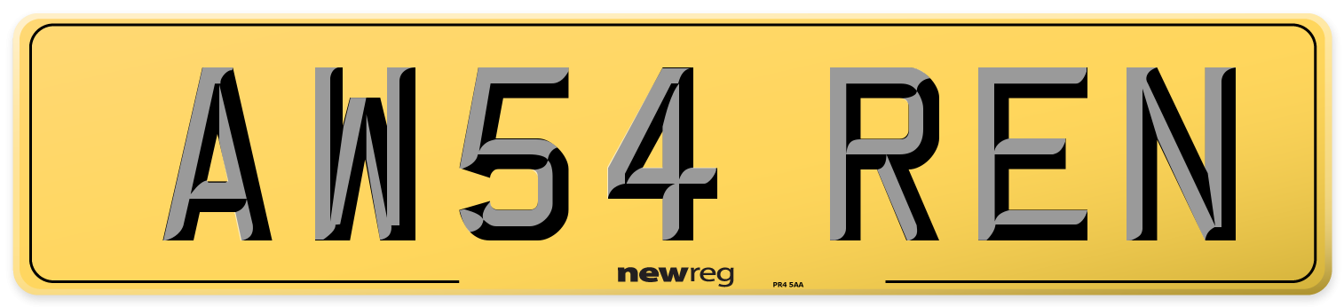 AW54 REN Rear Number Plate