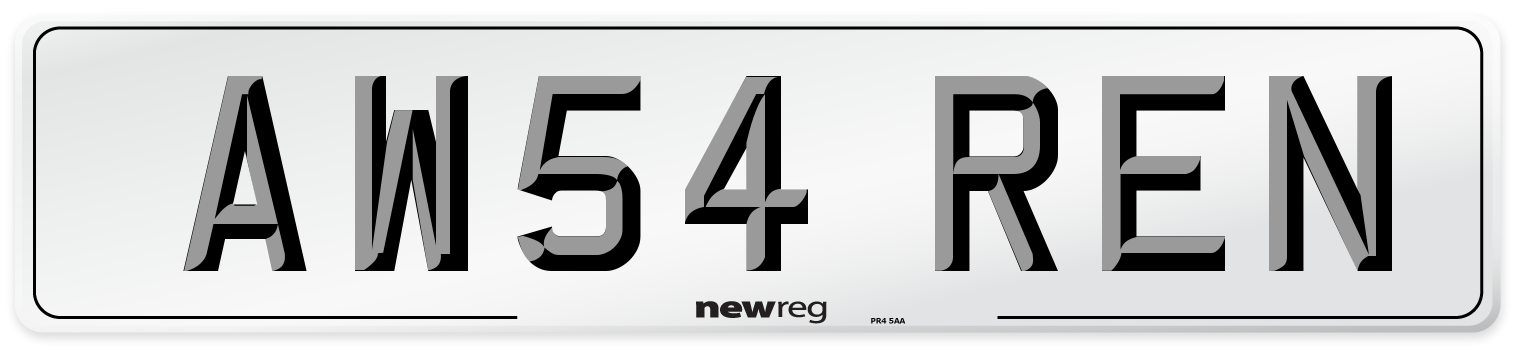 AW54 REN Front Number Plate