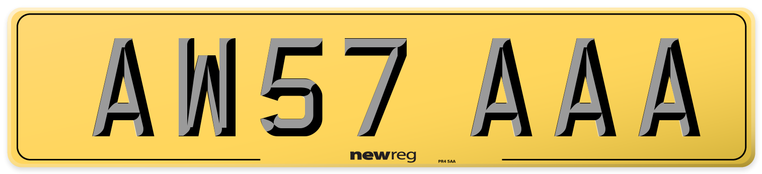 AW57 AAA Rear Number Plate
