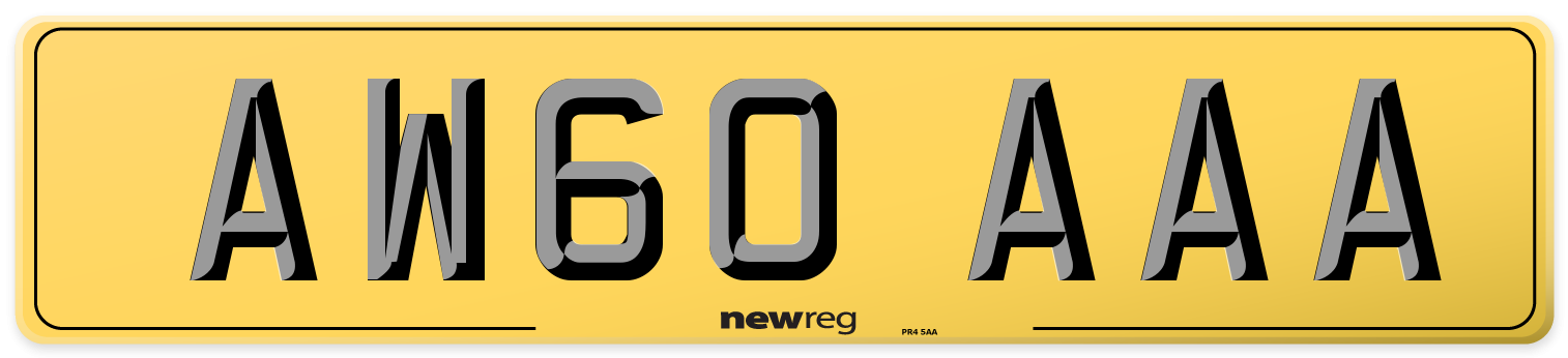 AW60 AAA Rear Number Plate