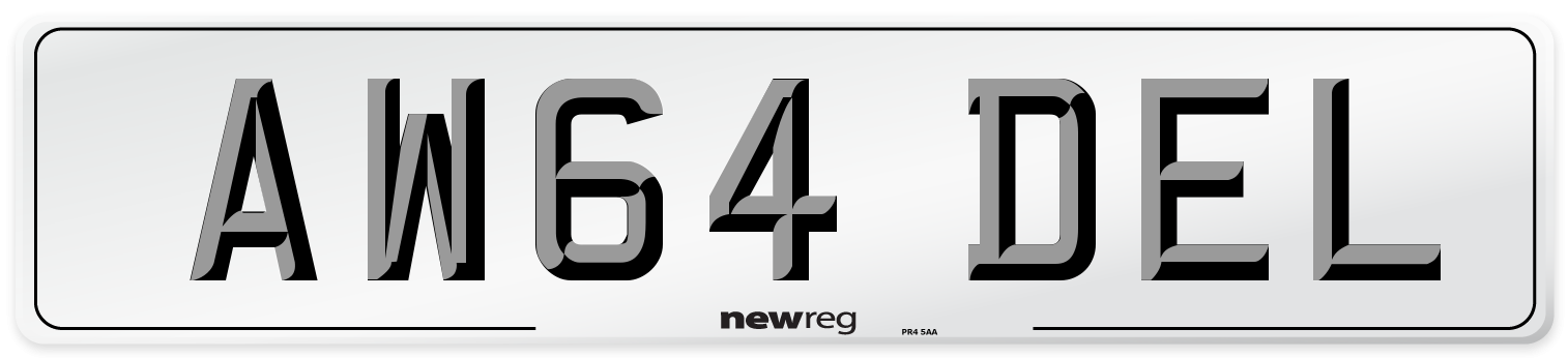 AW64 DEL Front Number Plate