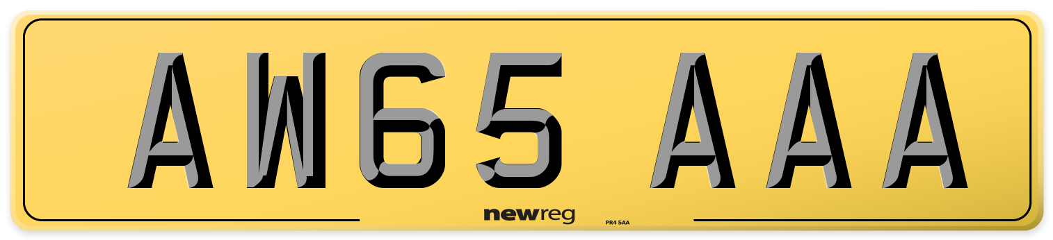 AW65 AAA Rear Number Plate