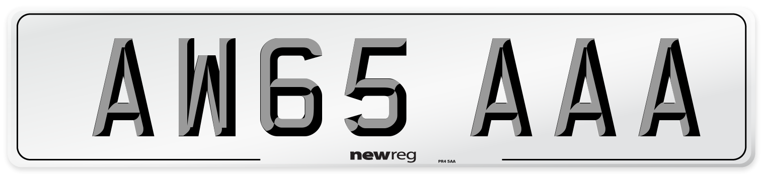 AW65 AAA Front Number Plate
