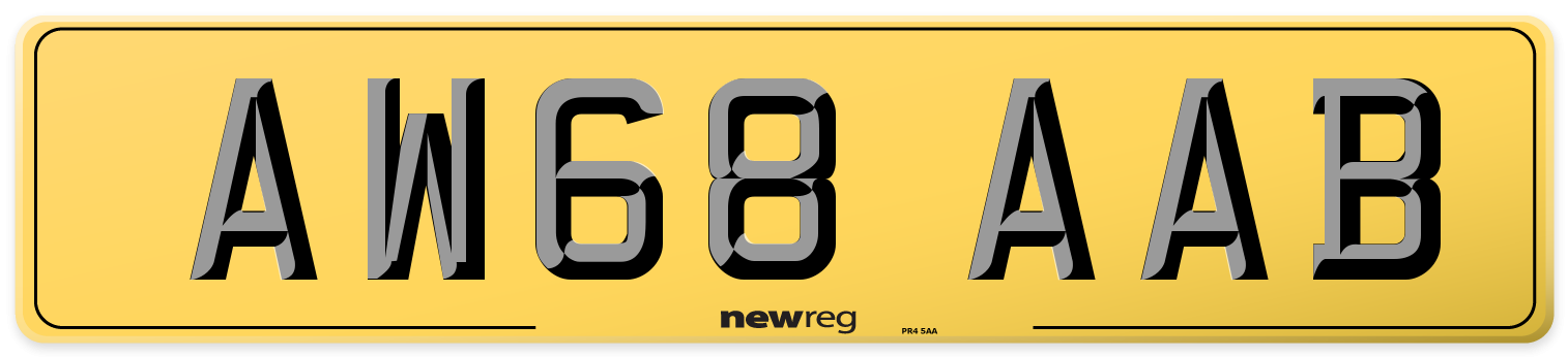 AW68 AAB Rear Number Plate