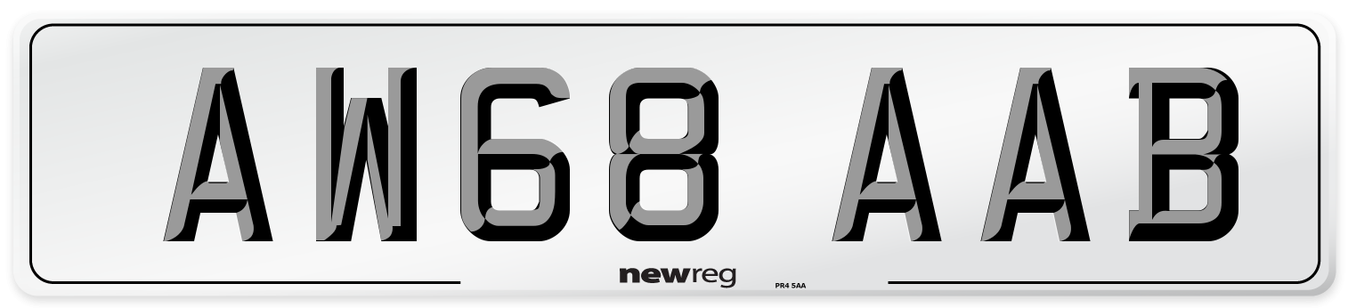AW68 AAB Front Number Plate