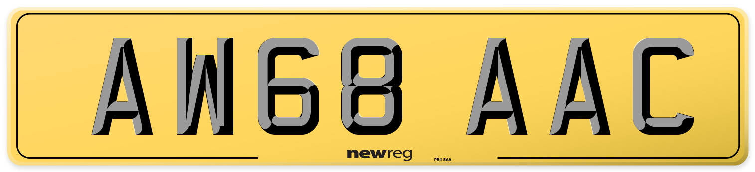 AW68 AAC Rear Number Plate