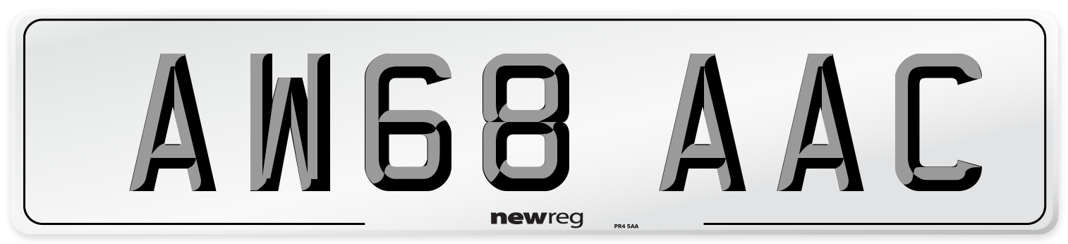 AW68 AAC Front Number Plate