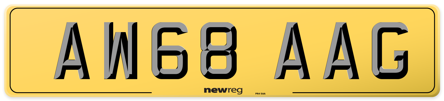 AW68 AAG Rear Number Plate