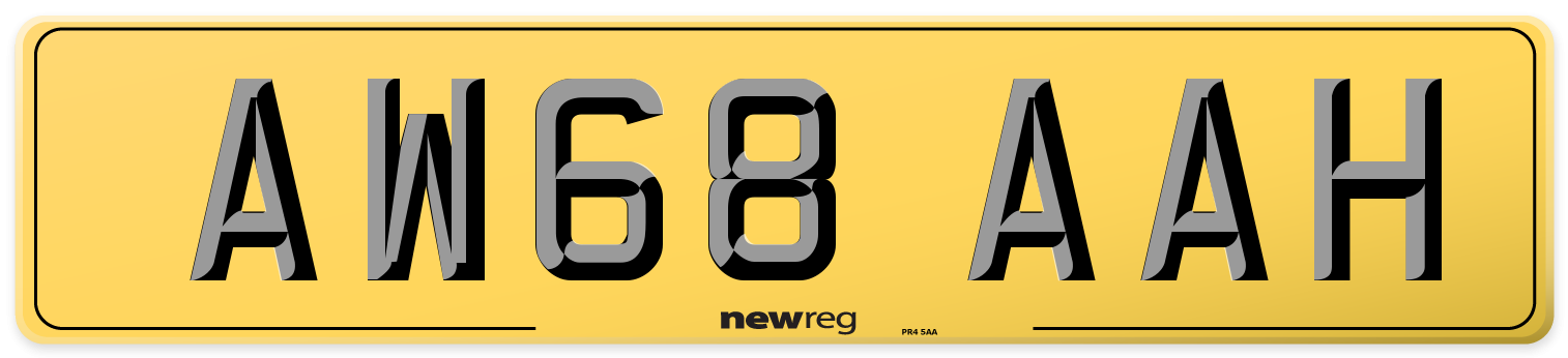 AW68 AAH Rear Number Plate