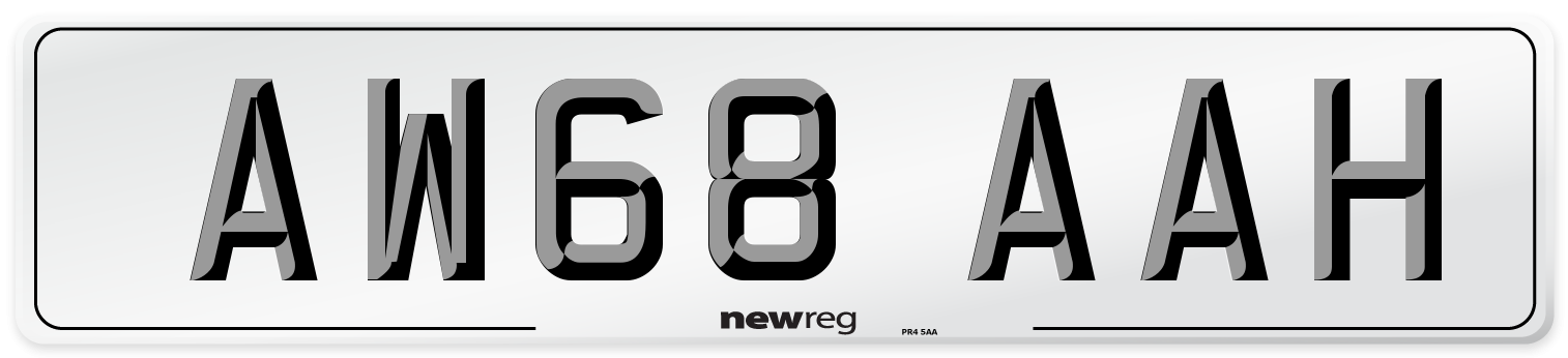 AW68 AAH Front Number Plate