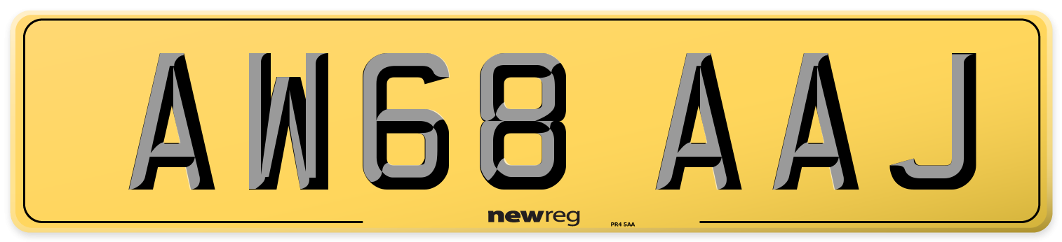 AW68 AAJ Rear Number Plate