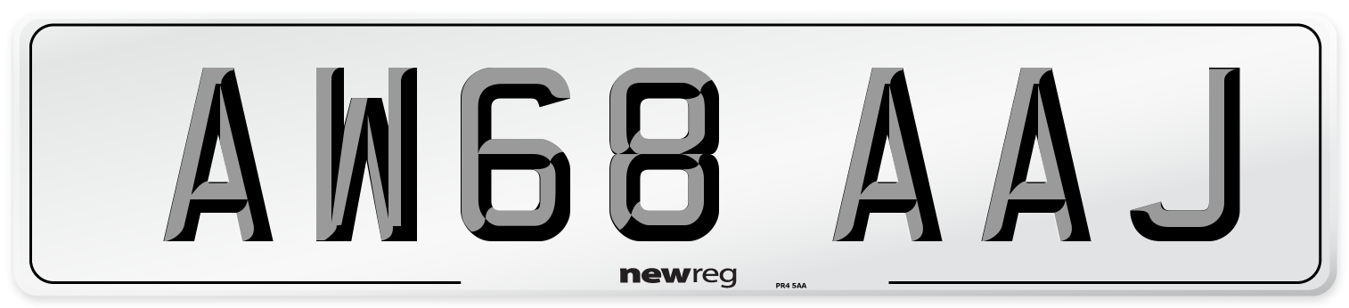 AW68 AAJ Front Number Plate