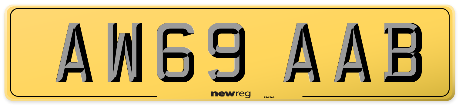 AW69 AAB Rear Number Plate