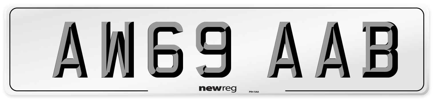 AW69 AAB Front Number Plate