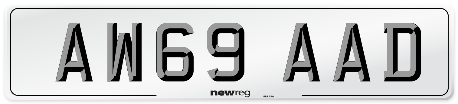 AW69 AAD Front Number Plate