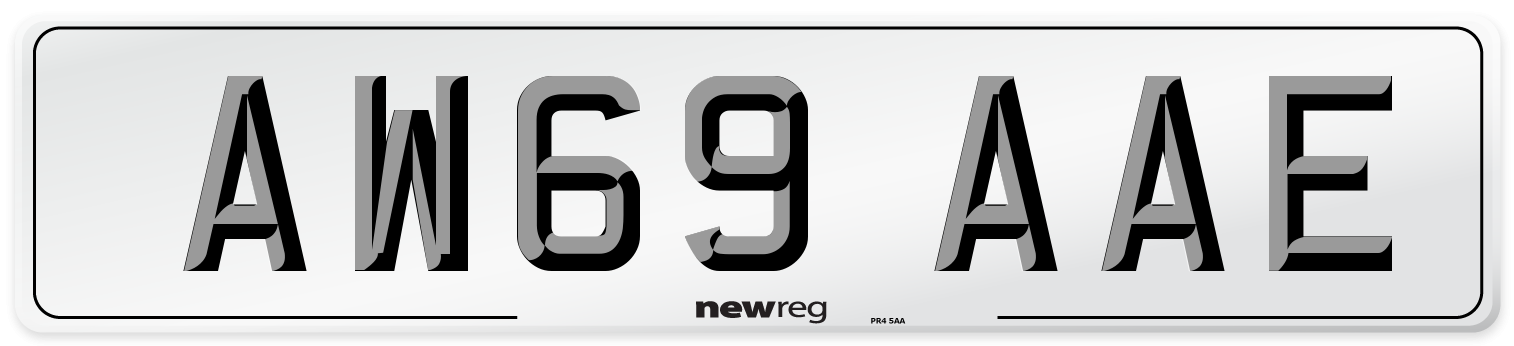 AW69 AAE Front Number Plate