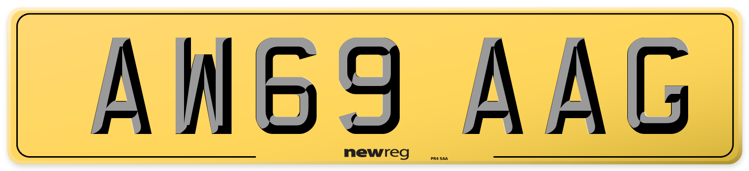 AW69 AAG Rear Number Plate