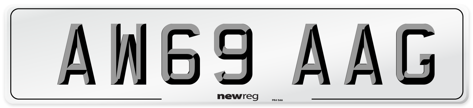 AW69 AAG Front Number Plate