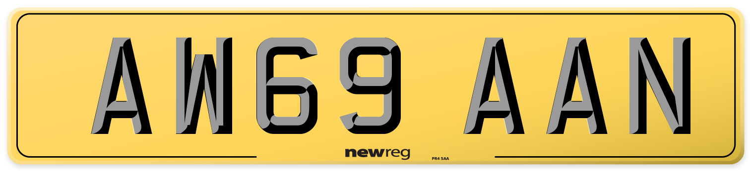 AW69 AAN Rear Number Plate