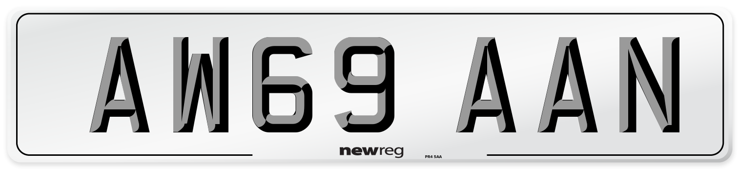 AW69 AAN Front Number Plate