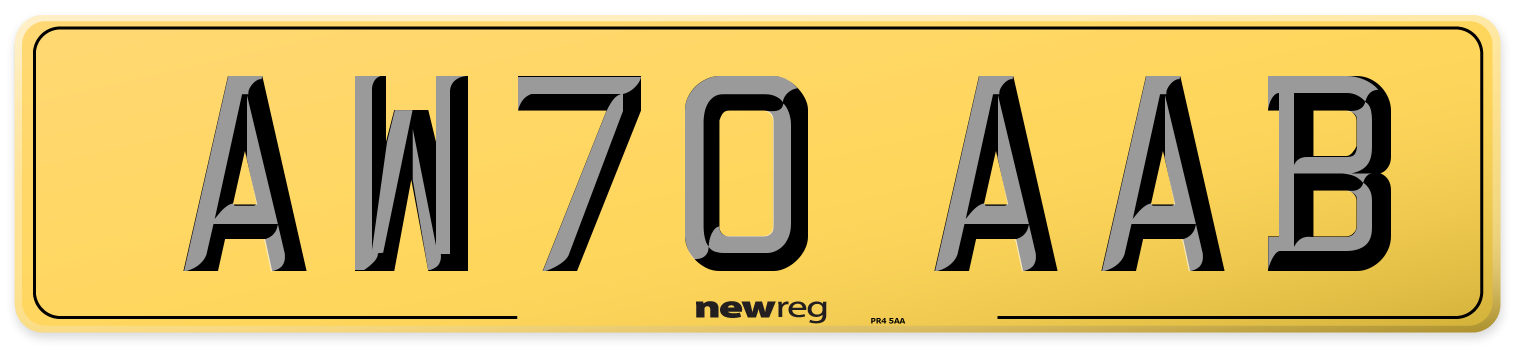 AW70 AAB Rear Number Plate