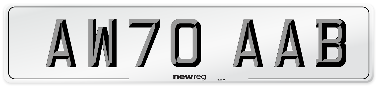 AW70 AAB Front Number Plate