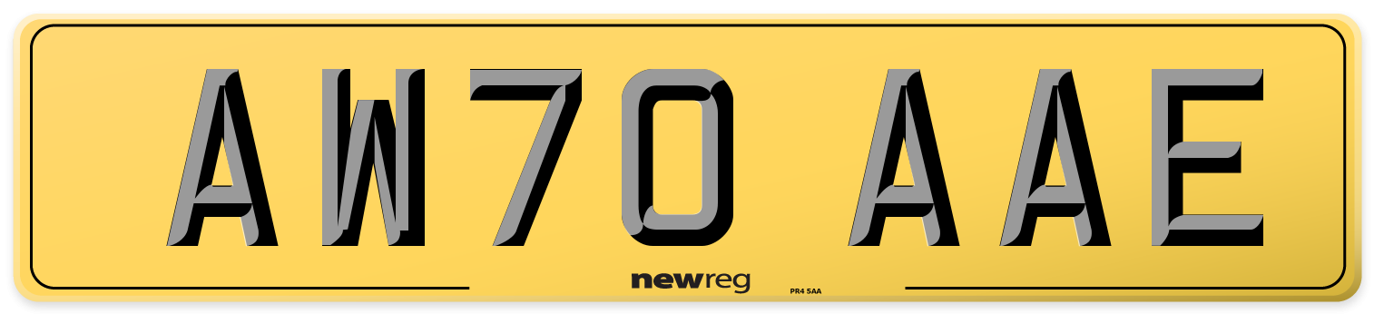 AW70 AAE Rear Number Plate