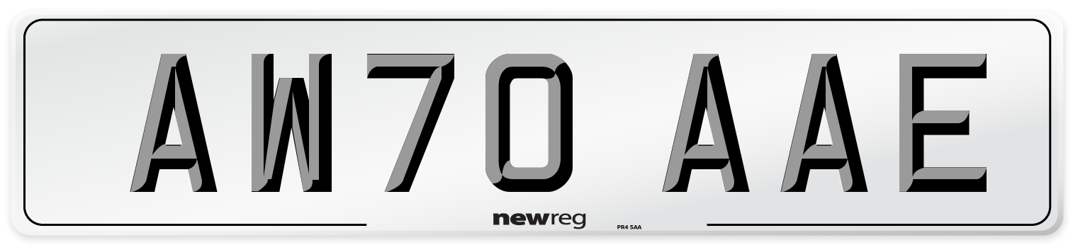 AW70 AAE Front Number Plate