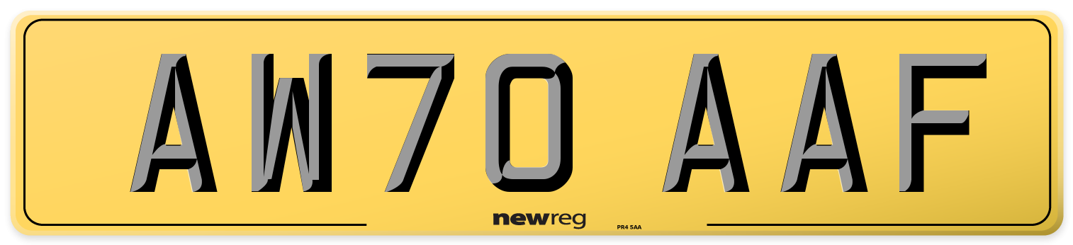 AW70 AAF Rear Number Plate