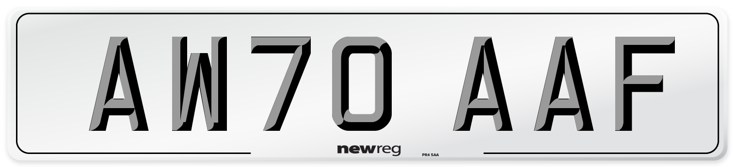 AW70 AAF Front Number Plate